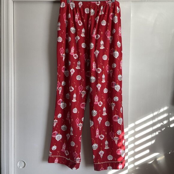 BedHead Flannel NWOT Holiday Bell Ornaments Print Pajama Lounge Pants Size M Red - Picture 3 of 9